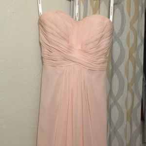Long Strapless and Chiffon Dress w Pleated Bodice